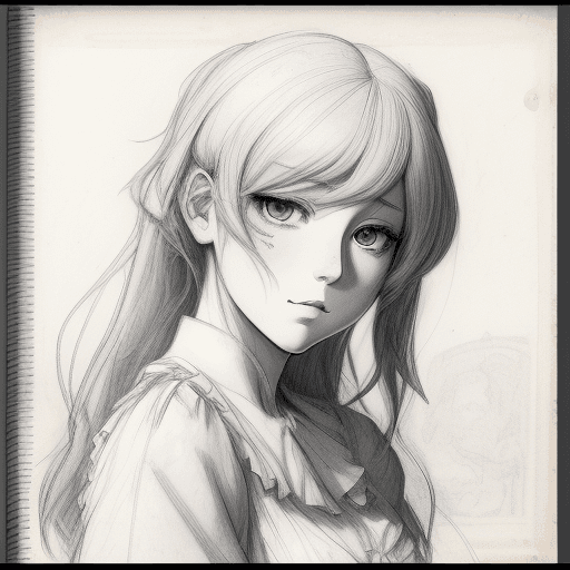 AI generated: sketch of a female face with eyes, in the style of anime aesthetic, pont-aven school, masterful shad...