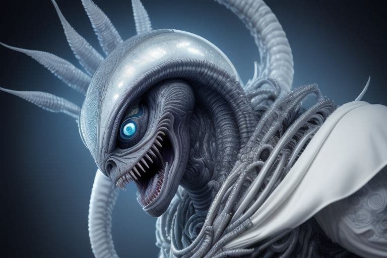AI generated: future vision, human from an other dimension, creeping, hypermile, a strange creature from the inter...