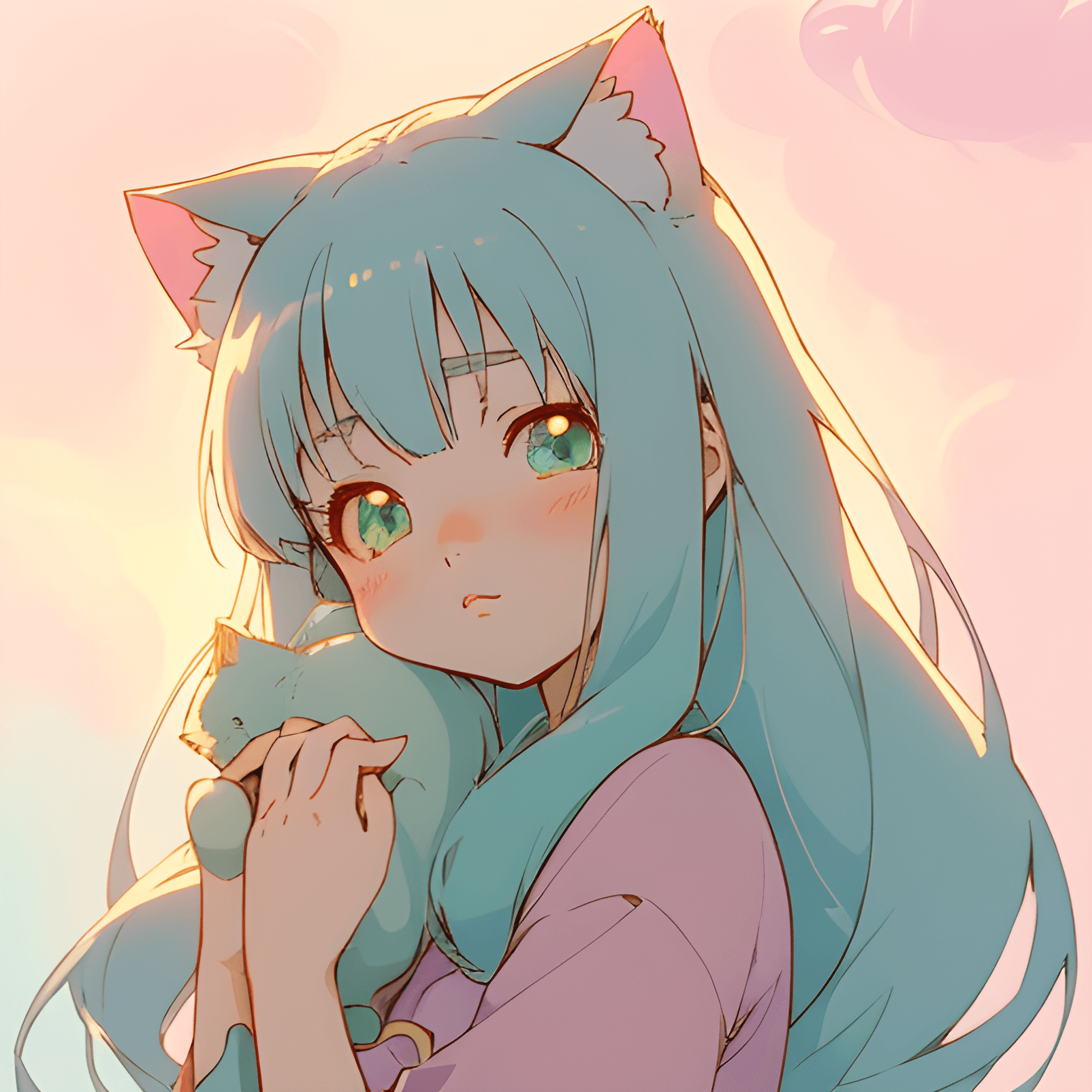 AI generated: A charming girl with feline features. Anime style with a touch of kawaii and fantasy. Inspired by ar...