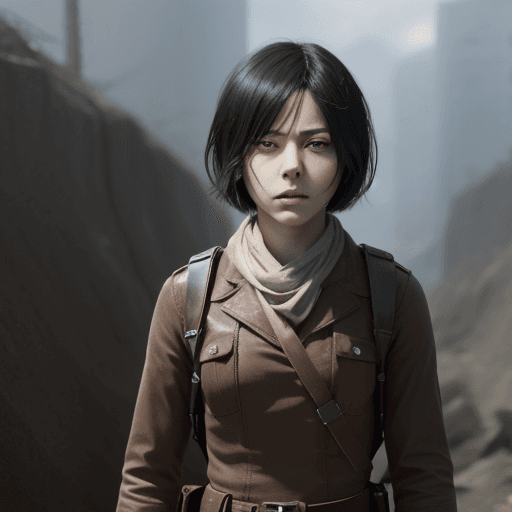 AI generated: Mikasa Ackerman 
