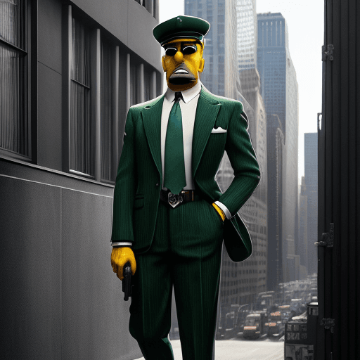 AI generated: Home Dressed in a Gucci suit, looking like a gangster, 1930's style, Mafia gangster Homer Simpsons, ...