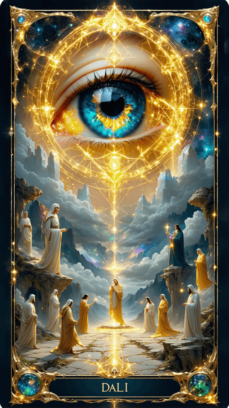 AI generated: Each Major Arcana card will feature hyper-realistic gold, opal quartz, neon hues, silver holographic...