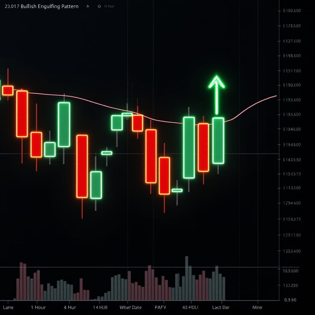 AI generated: "A highly detailed, zoomed-in view of a Forex candlestick chart displaying a clearly defined Bullish...