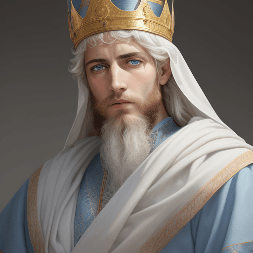 AI generated:  portrait of a hebrew king with a thoughtfull expression. He has clear, luminous skin and soft pale ...