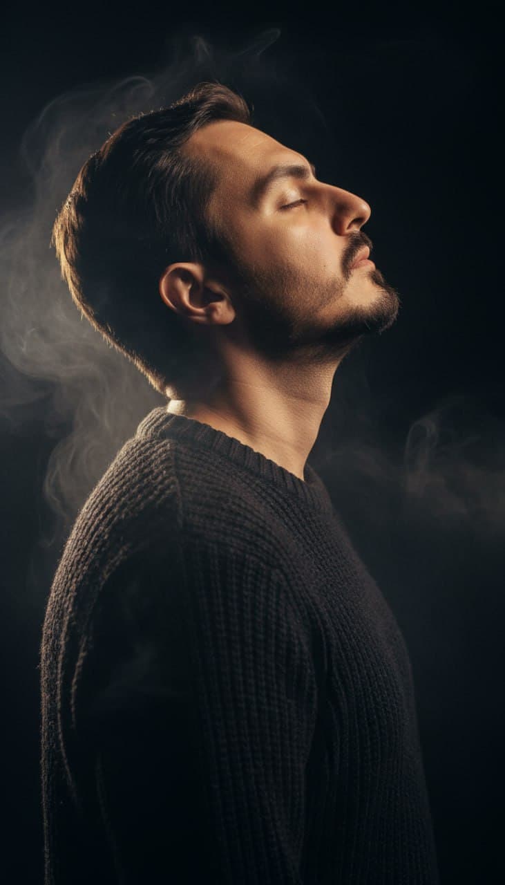 AI generated: Create a cinematic portrait of a (use the uploaded image as reference), captured in profile with his...