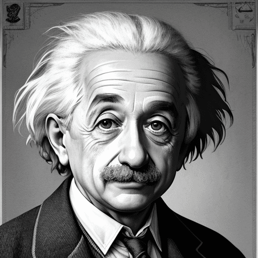 AI generated: Albert Einstein, crasy, illustration, high details, like Harry Potter