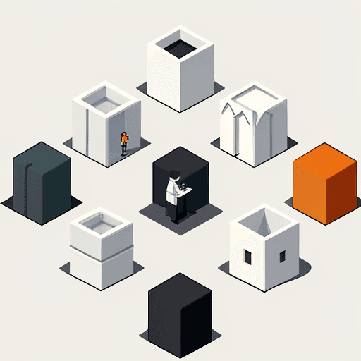 AI generated: a series of [people] are shown in isometric fashion, in the style of small brushstrokes, white backg...