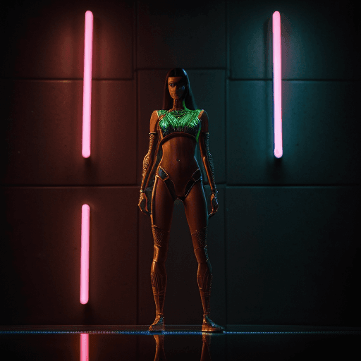 AI generated: "Egyptian Warrior woman  blade runner 2049 neon"Ultra-detailed neon lights reflections, reflection m...