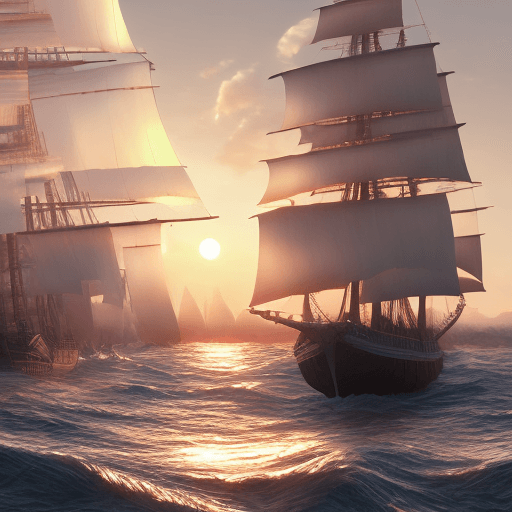 AI generated: Photo of a ultra realistic sailing ship, dramatic light, pale sunrise, cinematic lighting, battered,...
