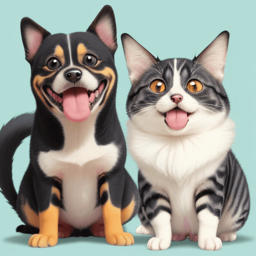 AI generated: Cute pets, cartoons, anime, big smiles,