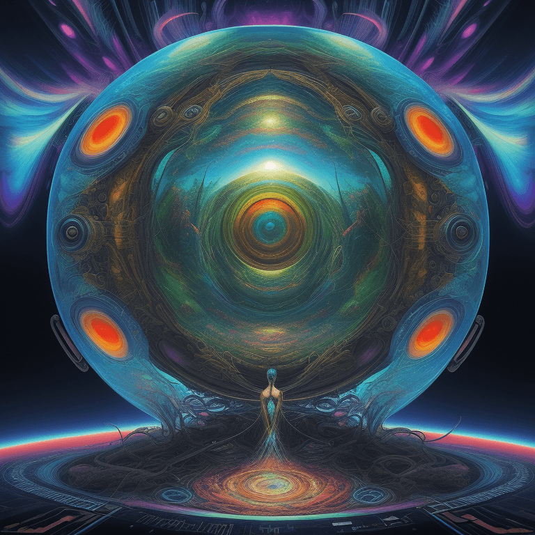 AI generated: music Album cover picture, surreal art, oil picture,  electronic music, Psy trance