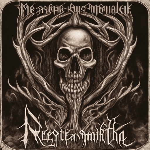 AI generated: the name of a black metal band called Meatgrinder with a black metal font.