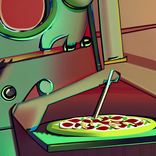 AI generated: Robot, Roxanne Wolf
, 8k, Animatronic, green hair, Pizza restaurant, masterpiece, guitar, bloody, wo...