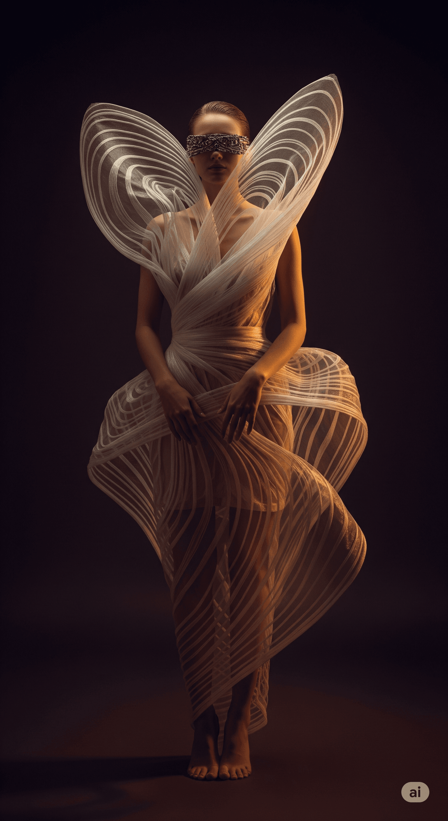 AI generated: Original fine art photography full body image warm and soft with slight darkness. Epic, futuristic s...