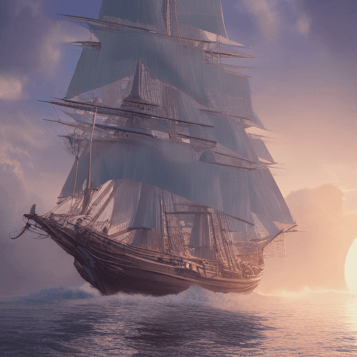 AI generated: Photo of a ultra realistic sailing ship, dramatic light, pale sunrise, cinematic lighting, battered,...