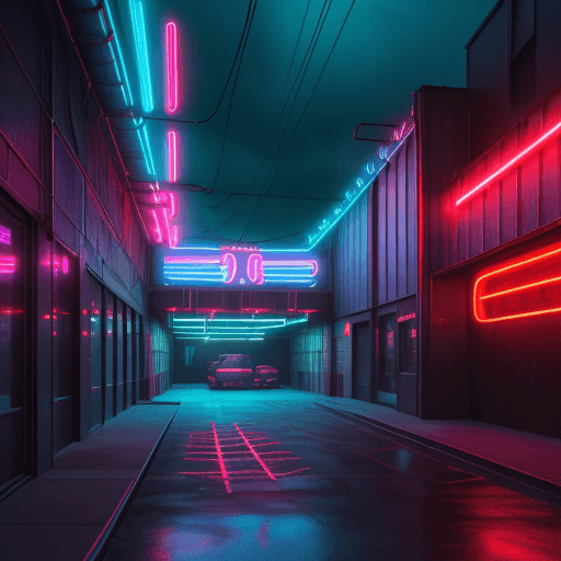 AI generated: cinematic, snap shooting, exterior night scene featuring an industrial building, structure filled wi...