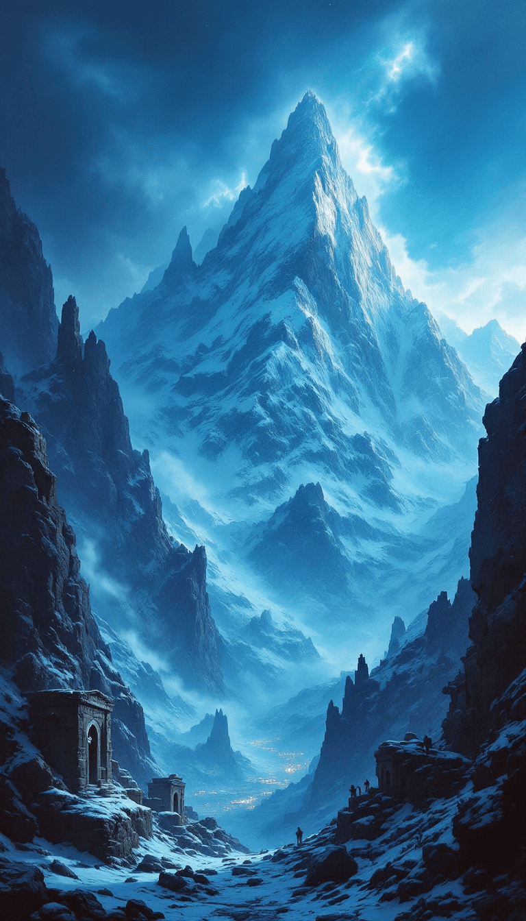 AI generated: A breathtaking, **award-winning cinematic composition** capturing a **towering mountain range** with...