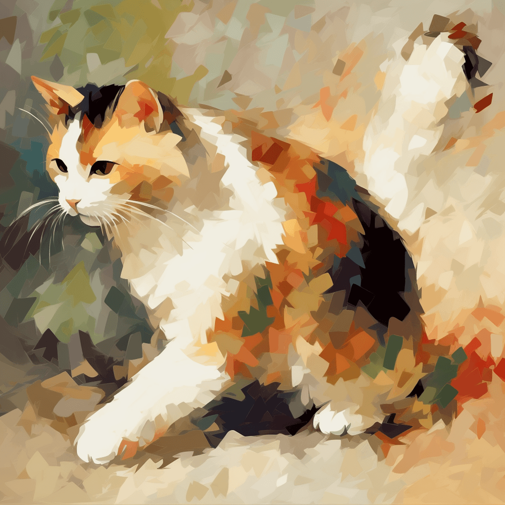 AI generated: A playful icon of a cat, Morpheme-Color Synesthesia style, vibrant and warm palette, art by Edgar De...