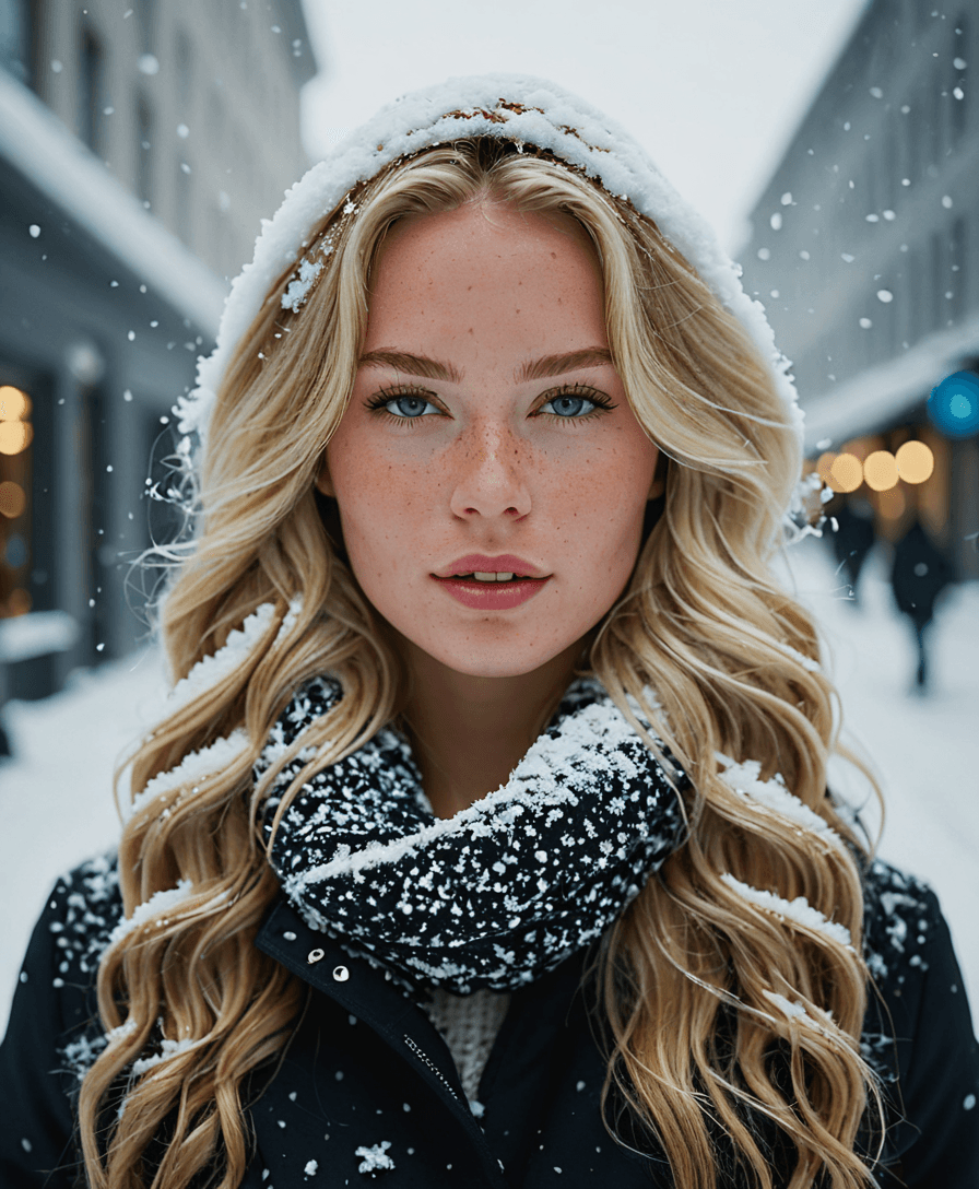 AI generated: cinematic photo {professional portrait photograph of a gorgeous Norwegian girl in winter clothing wi...