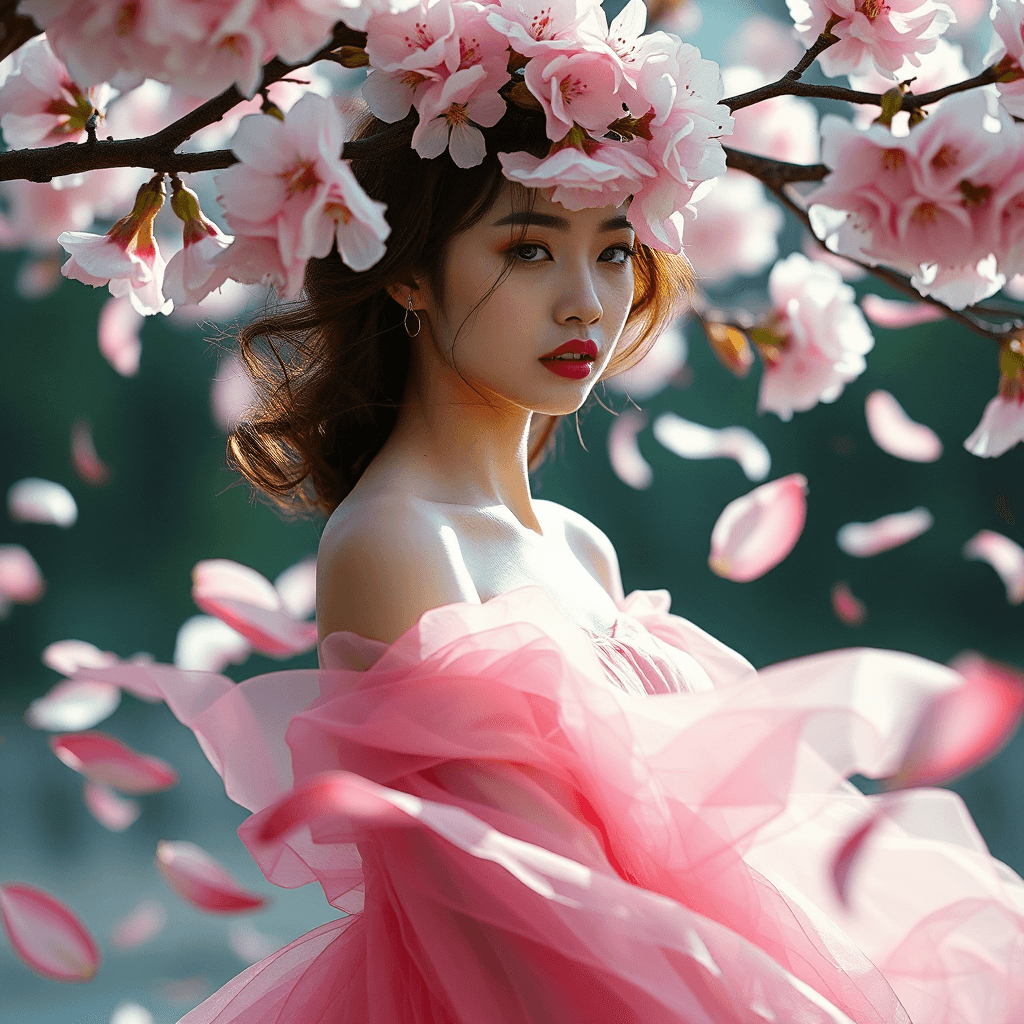 AI generated: Cherry blossom petals dance in the wind like the turmoil of my heart unable to suppress the pain the...