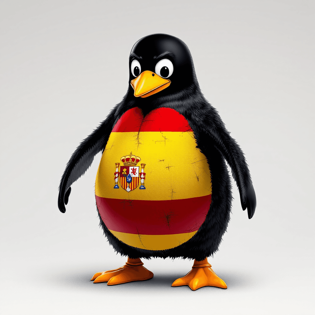AI generated: linux tux with catalan flag on his belly