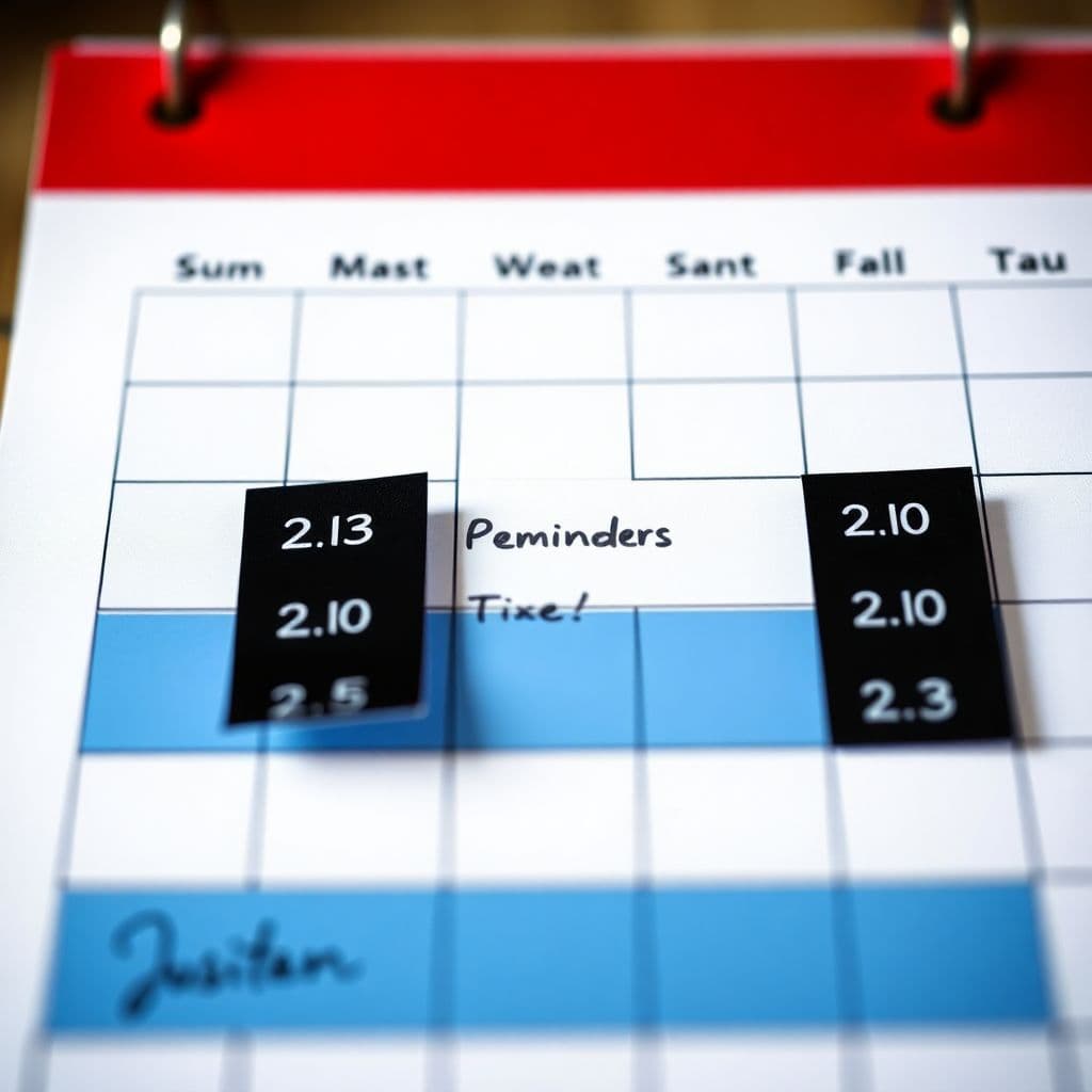 AI generated: A calendar with scheduled payment reminders dslr, ultra quality, sharp focus, tack sharp, dof, film ...