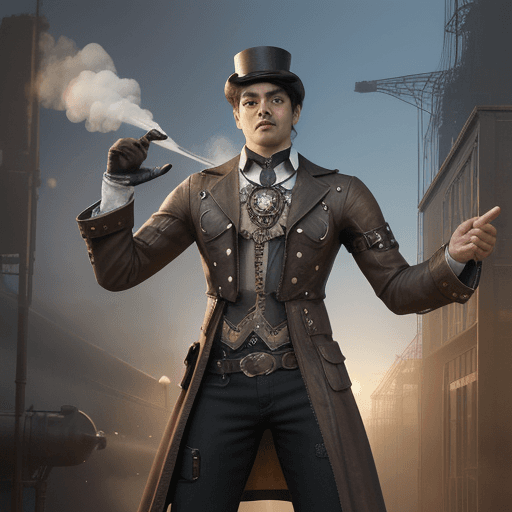 AI generated: steam punk, hero aura, man 