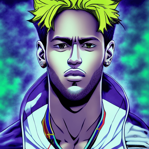 AI generated: High resolution photography of neymar in jojo style, jojo bizarre adventure anime style