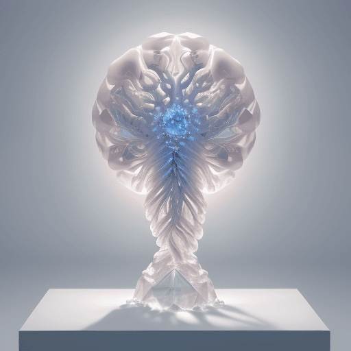AI generated: opalescence technical digital design, a human organ brain perfectly recreated as a crystal sculpture...