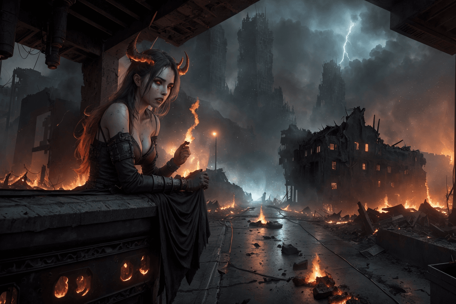 AI generated: epic, cinematic, night
angry, skeletal female devil, front on, facing camera, intricate black dress...