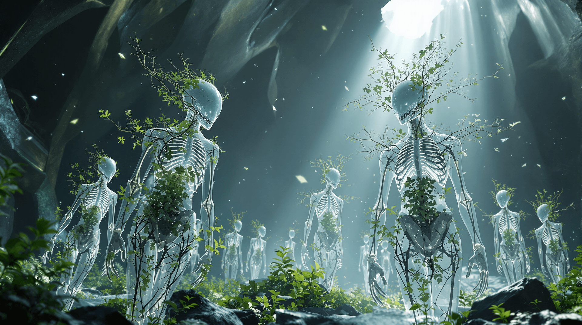 AI generated: 3D rendering, from a low wide-angle camera perspective emphasizing dramatic three-dimensional depth,...