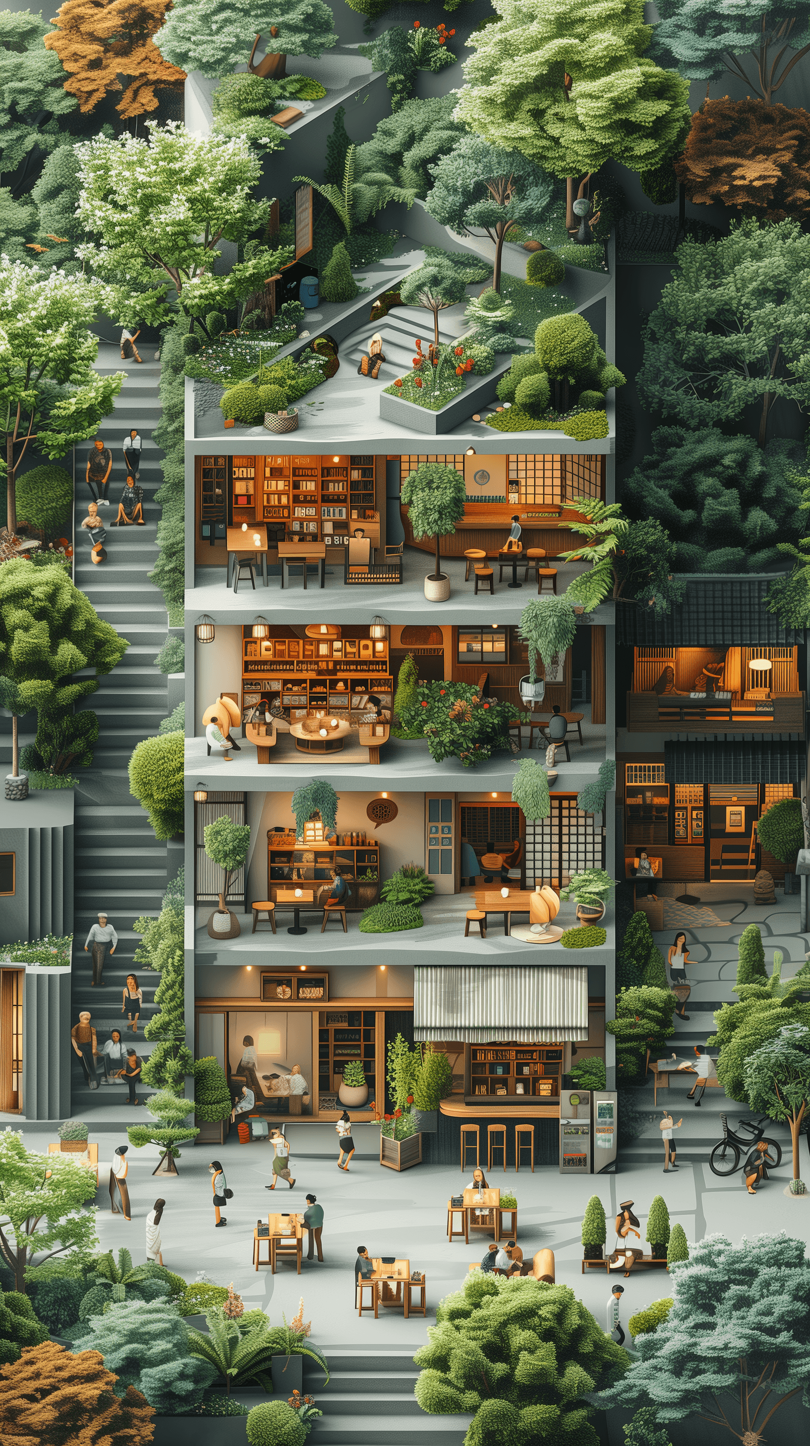 AI generated: isometric illustrations, 3D clay style, hand-crafted, natural color palette with muted greens, paste...