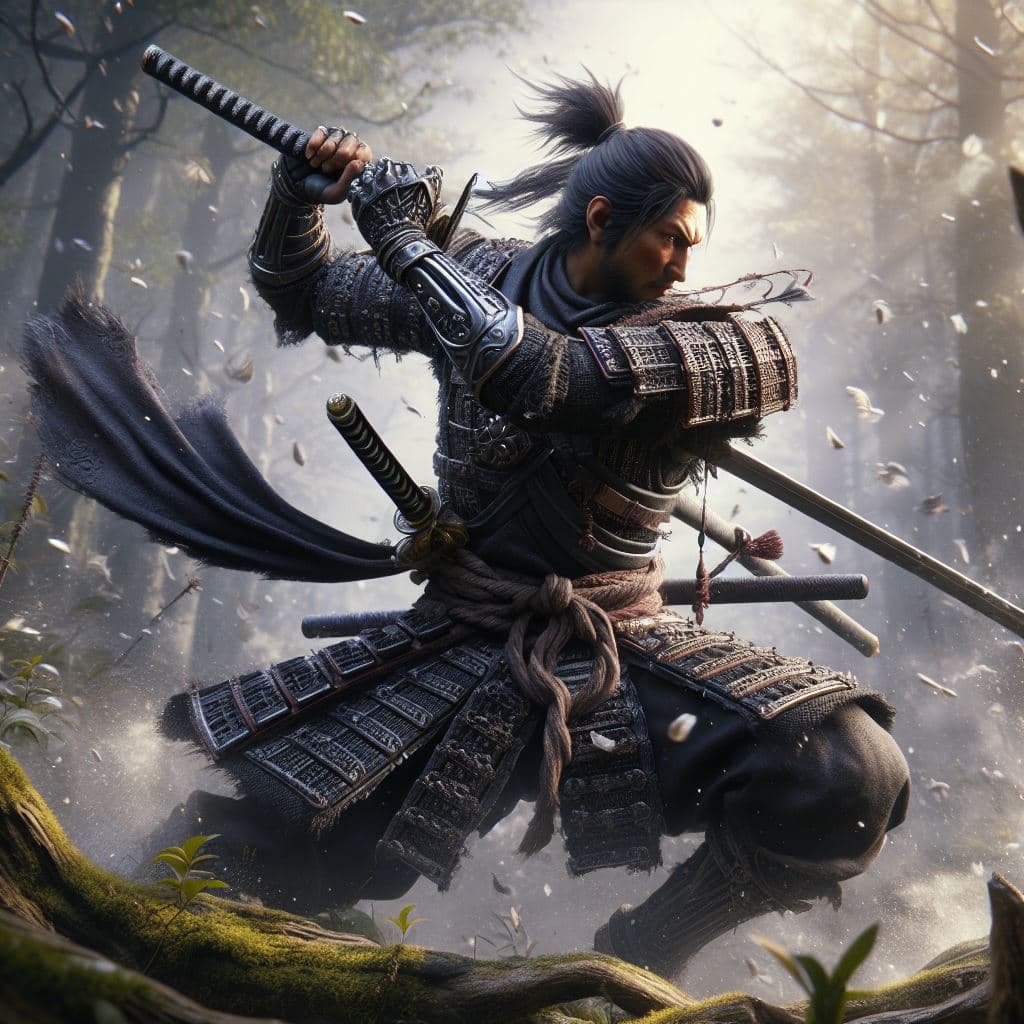 AI generated: an extraordinary 3D scene featuring Isshin Ashina from Sekiro: Shadows Die Twice. Immerse Isshin in ...