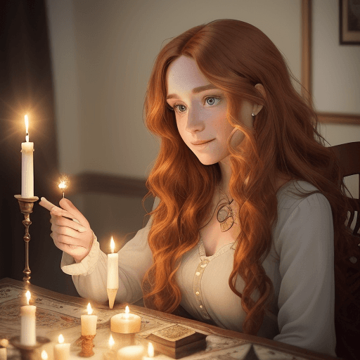 AI generated: A 28 year old woman with long curly auburn hair framing her face and soft hazel eyes that reflects d...