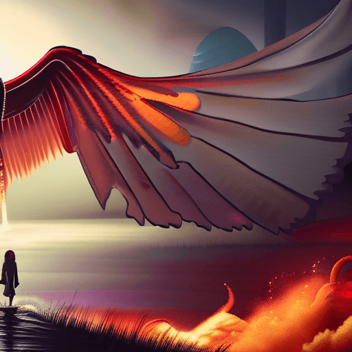 AI generated: illustration, dark theme, (red moon:1.2), (night, fog, dystopia, lake, burning hell, despair), long ...