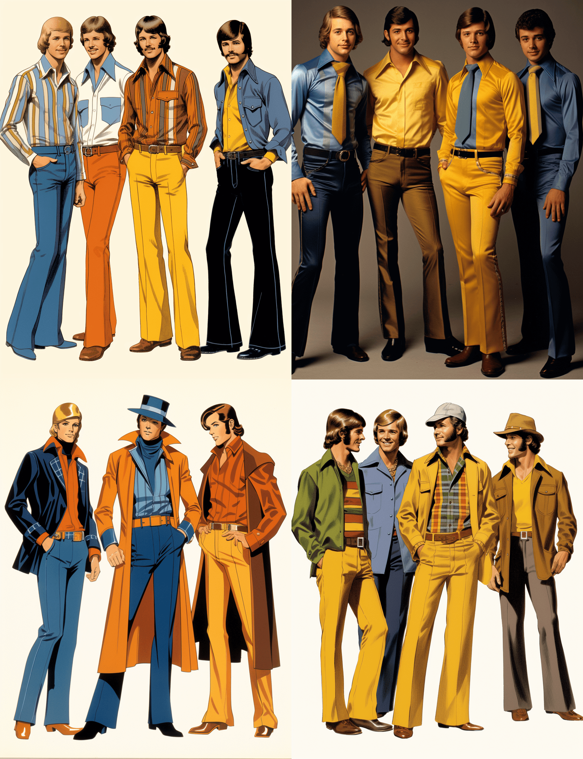 AI generated: person 1960s fashion look book 672 in this collection we show several men standing next to one anoth...
