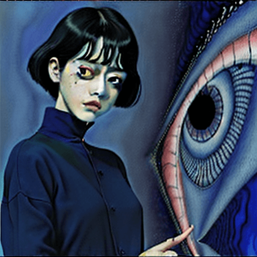 AI generated: (masterpiece of the highest quality:1. 4), perfect blue depicted with artistic brilliance (by junji ...