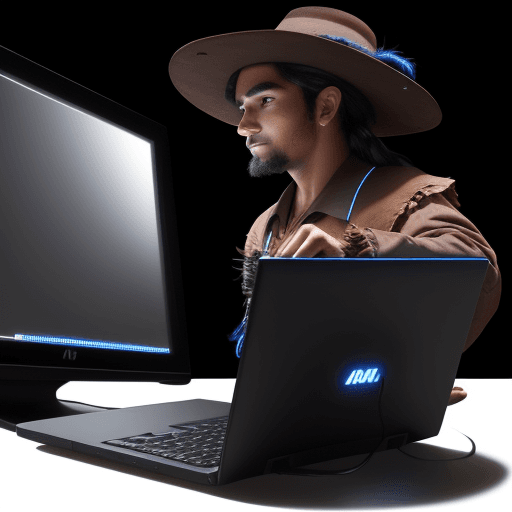 AI generated: a gaucho who likes to play on the computer with a black background and LEDs