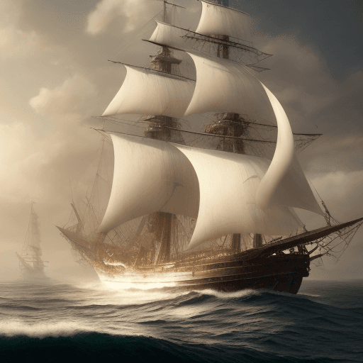 AI generated: Photo of a ultra realistic sailing ship, dramatic light, pale sunrise, cinematic lighting, battered,...
