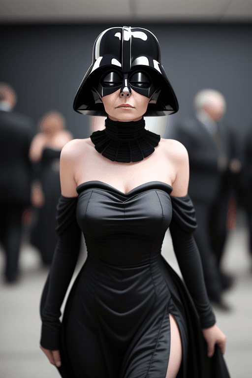 AI generated: woman dressed as darth vader, STRAPLESS