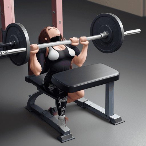 AI generated: Photo of a ultra realistic attractive anime woman bench pressing