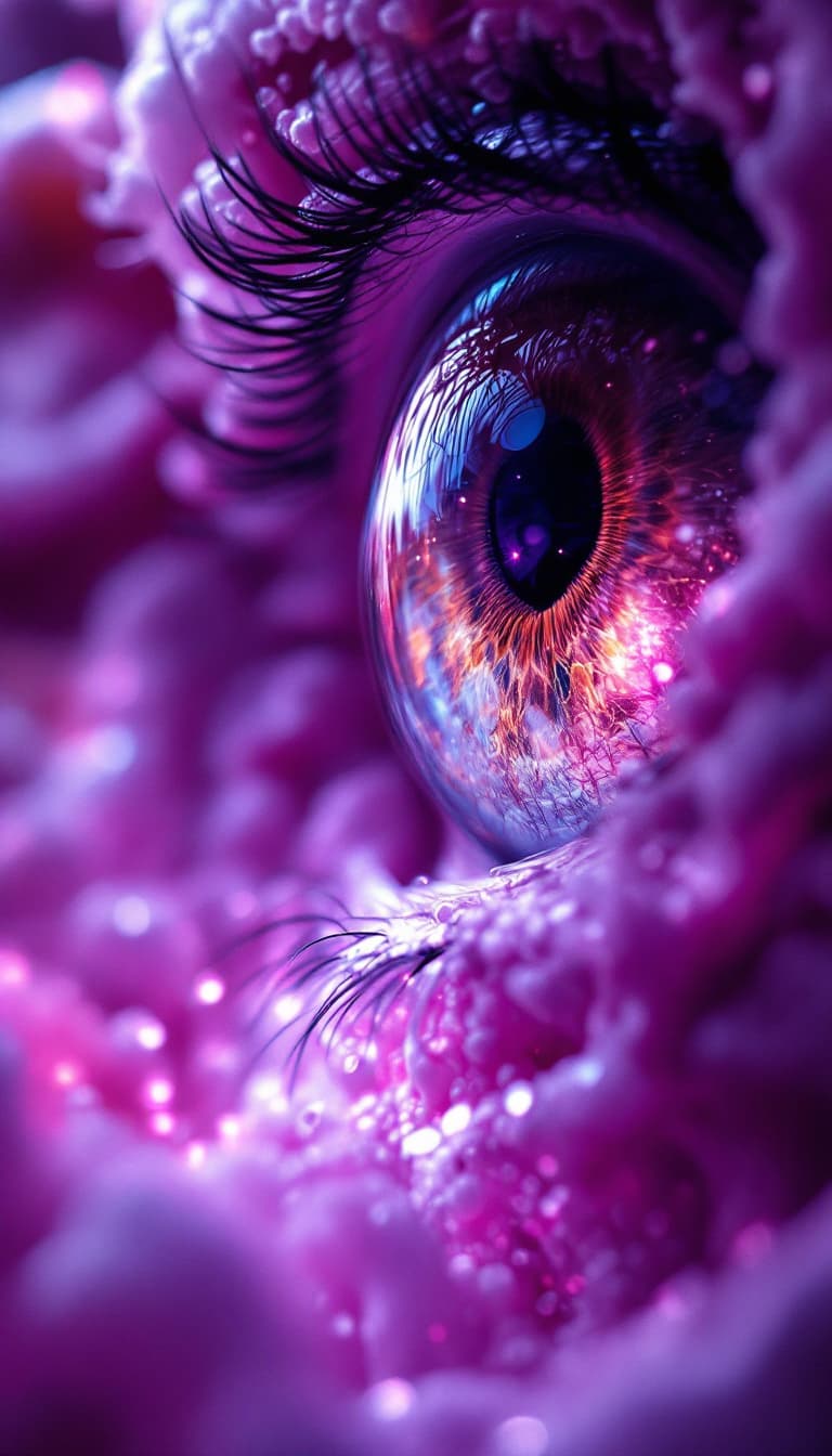 AI generated: Close up of a mesmerizing Female abstract fractal macro complex angles, portal to female inner dimen...