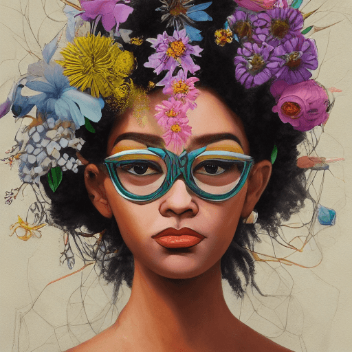 AI generated: a painting of a woman with flowers in her hair, a character portrait, inspired by James Jean, trendi...