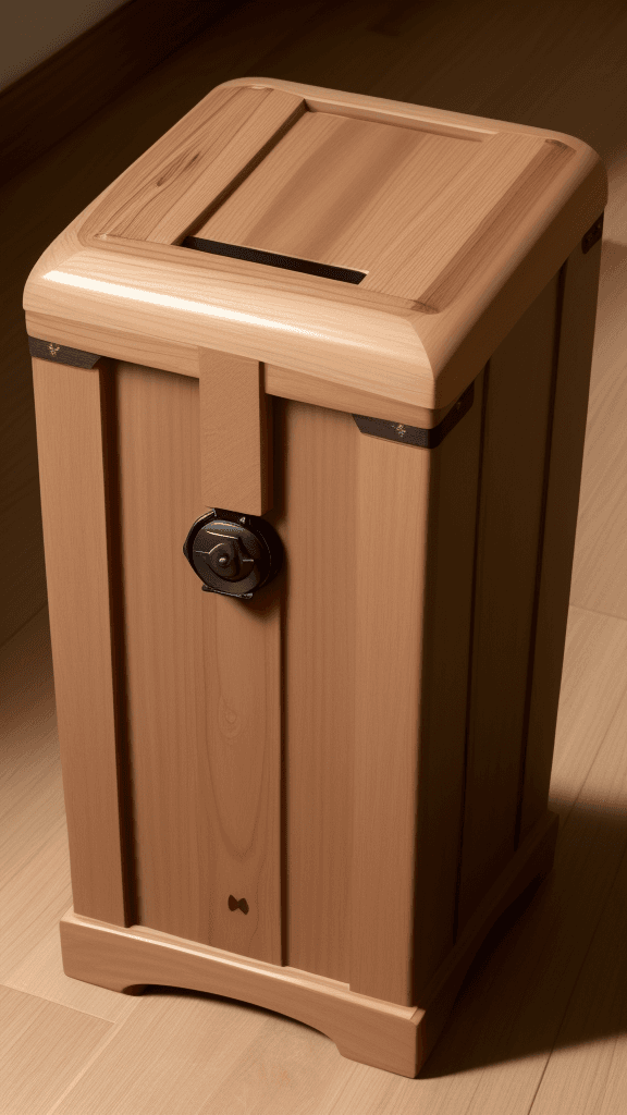 AI generated: una cajon de un muerto que sea de material madera antigua color marron oscuro  y sirva para guardar ...