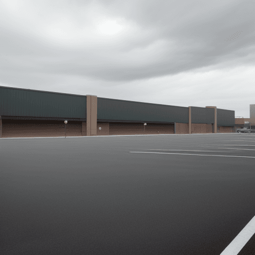 AI generated: giant and empty parking lot. Cloudy day. No building
