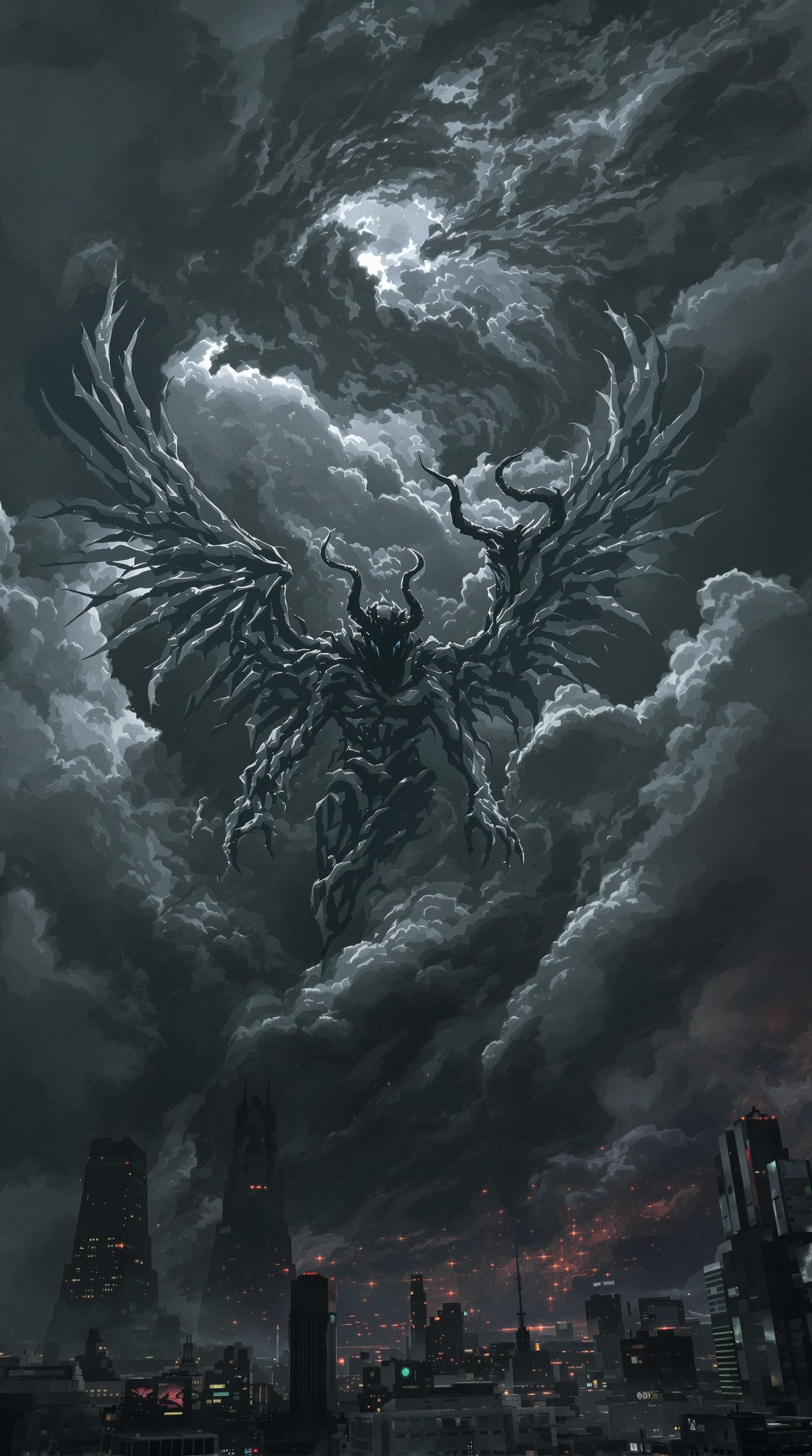 AI generated: A dark, foreboding sky with thick, grey clouds that seem to swirl with an otherworldly energy, casti...