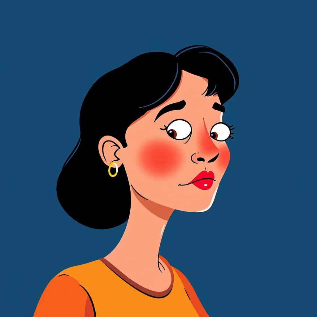 AI generated: illustration art, series of simple, colorful, woman, exaggerated features, against a solid deep blue...
