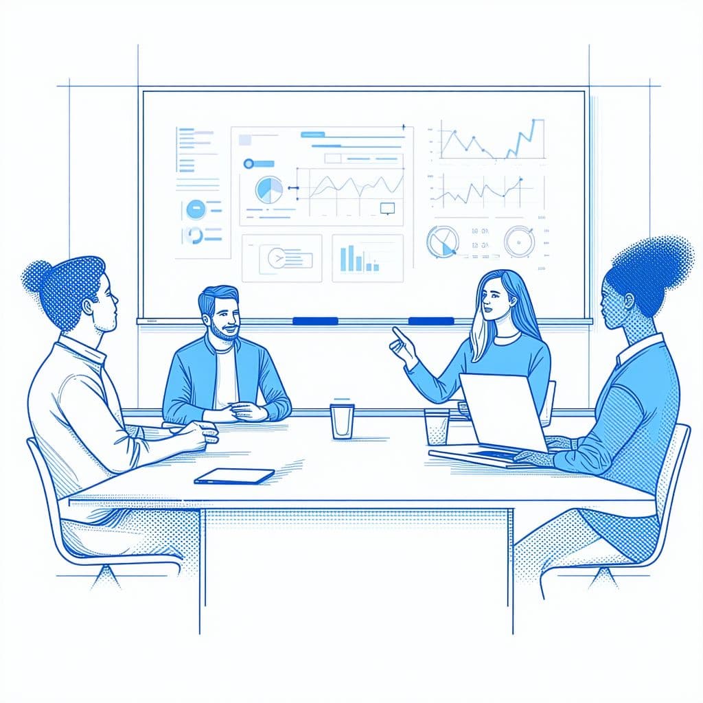AI generated: High-resolution illustration, meeting, small group, workshop, work, design thinking, whiteboard, ide...