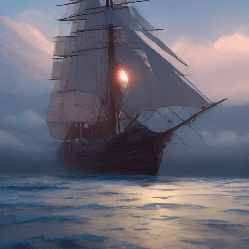 AI generated: Photo of a ultra realistic sailing ship, dramatic light, pale sunrise, cinematic lighting, battered,...