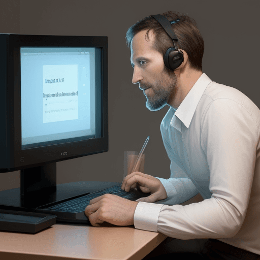 AI generated: Inteligent Man of 35 years old talking with another man with a computer 